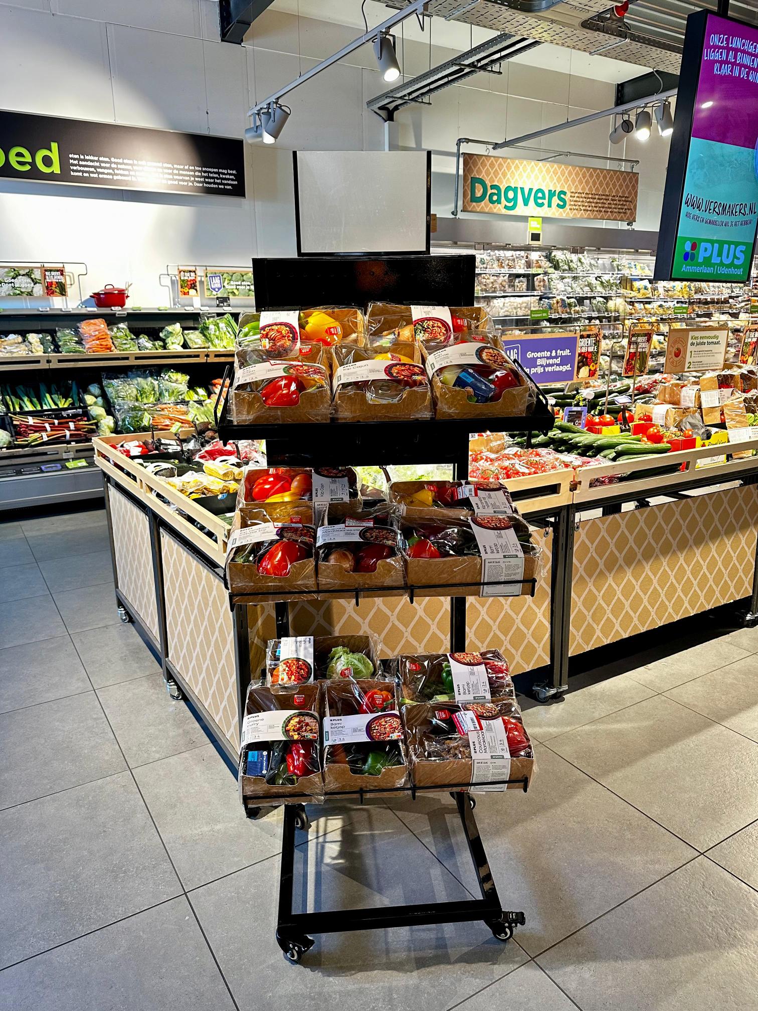 Display IMPULSO Rechthoekig 3-tier met zwarte PP manden